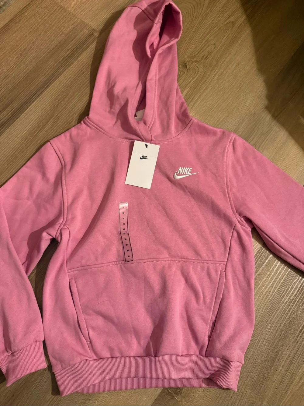 Nike Girl’s Pink Pullover Hoodie with White Logo